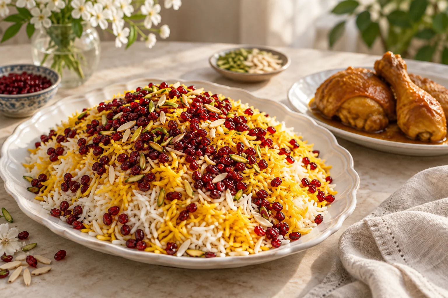 Saffron Barberry Rice with Chicken