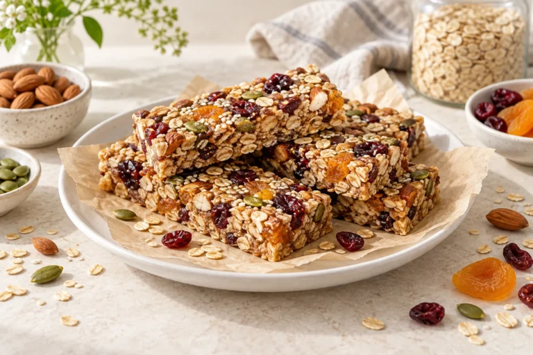 Honey Granola Bars with Nuts and Dried Fruit