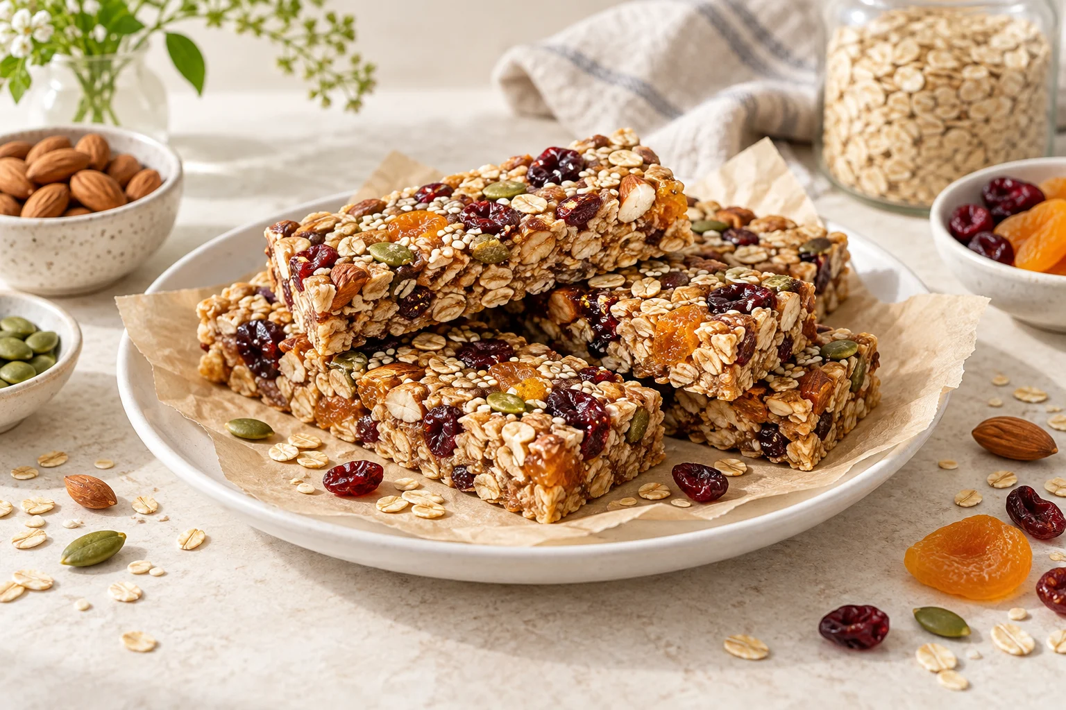 Honey Granola Bars with Nuts and Dried Fruit