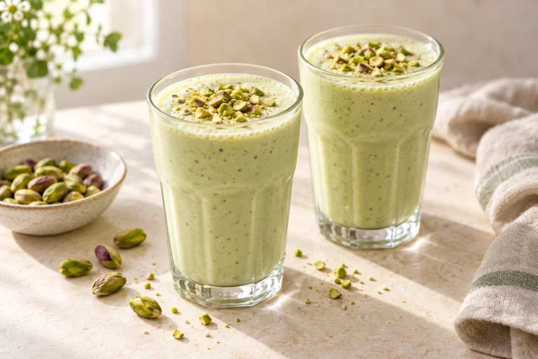 Creamy Pistachio Milk with Honey and Cardamom